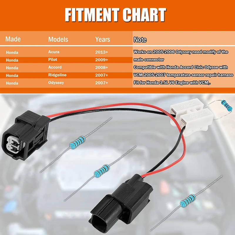 VCM Disable Kit Harness with Plugs for Honda Acura Pilot Accord Ridgeline Odyssey Muzzle 3.5L V6 Engine