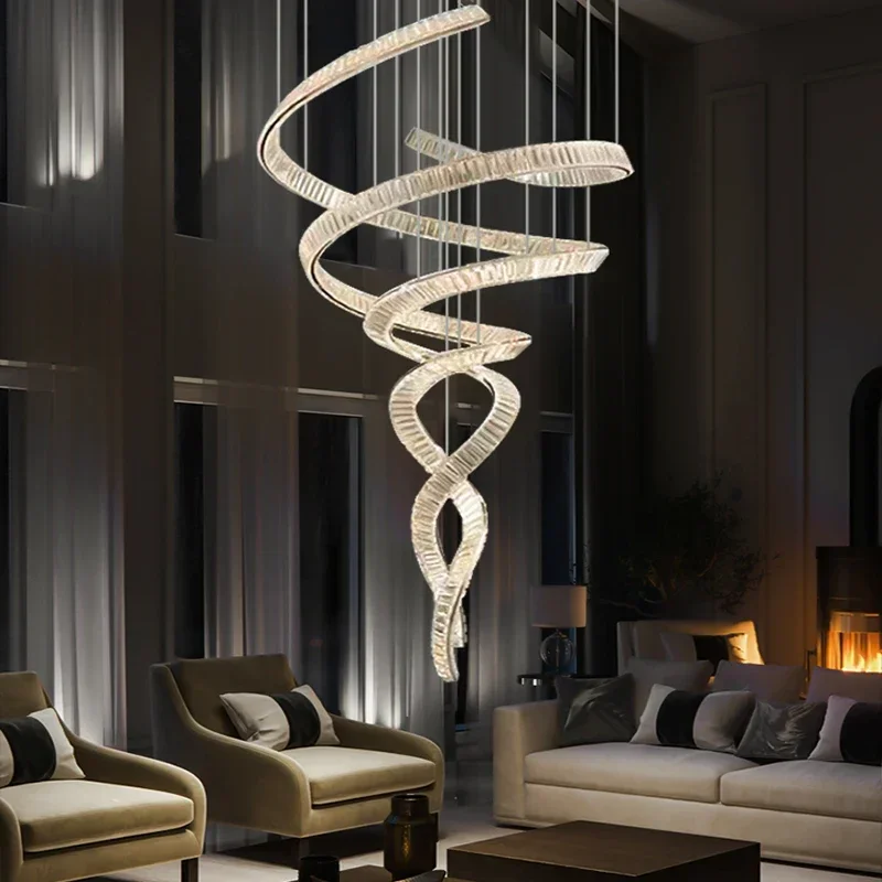 Modern home decoration crystal chandelier stair Pendant lamp for living room Pendant lights interior lighting