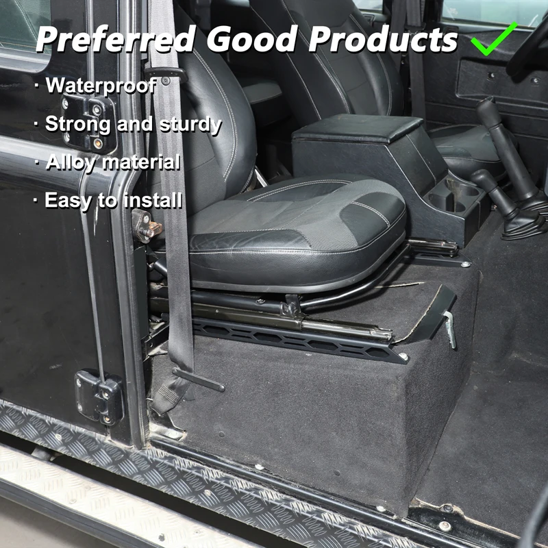 For Land Rover Defender 2004-2018 front seat rear mount bracket Front seat base mobile accessories Carbon steel Black 2pcs