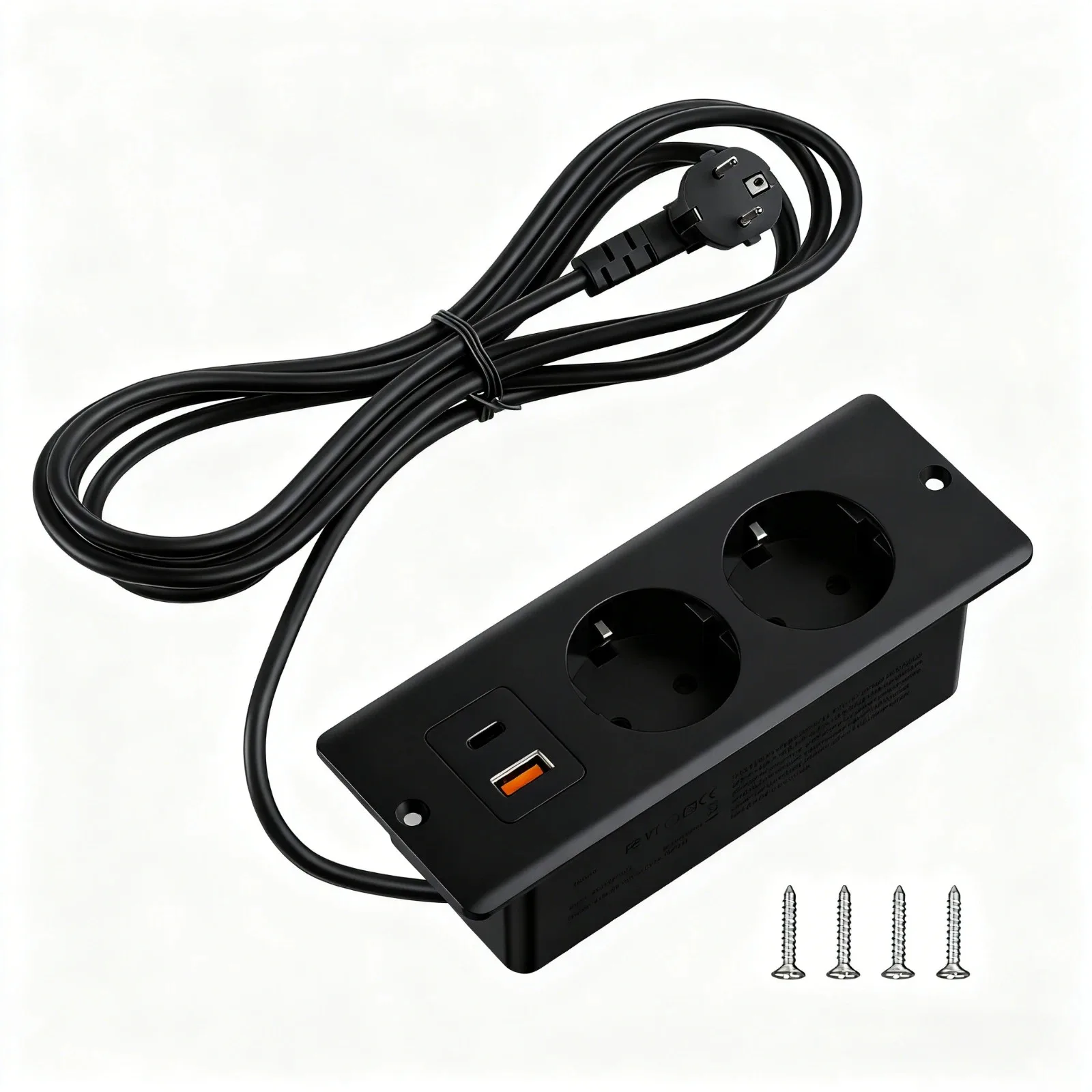 

Европейская вилка для настольной розетки-удлинителя с 2/3 розетками переменного тока, 1/2 USB-портами и 1 портом Type-C, длина кабеля 2 метра.