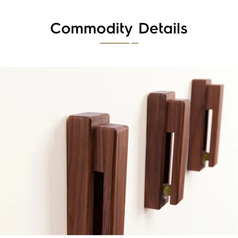 Nordic Walnut Beech Towel Hook Strong Viscose Wall Hanging Door Wooden Creativity Hook Free Punching Bathroom Home Hotel Storage