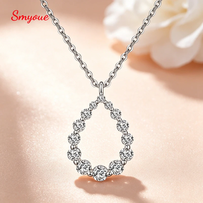 

Smyoue New Test Passed Full Moissanite Necklace for Women Trendy 925 Sterling Silver Full Lab Diamond Chain Wedding Party Gifts