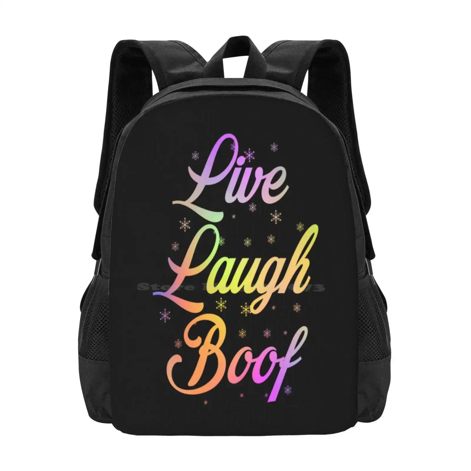 

Live Laugh Boof - Colorful Retro Typography | Funny Ironic Memes Hot Sale Schoolbag Backpack Fashion Bags Live Laugh Boof Memes