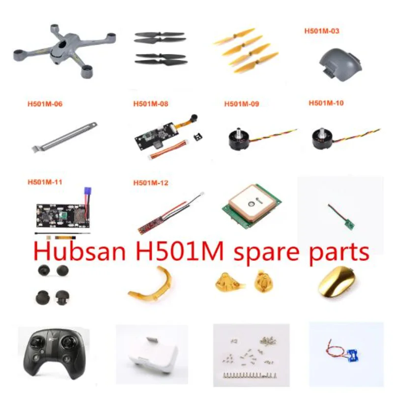 Hubsan H501M X4 RC Drone Quadcopter Spare Parts Body Shell ESC Receiver Camera Board GPS Motor LED Blade Remote Control, Etc.