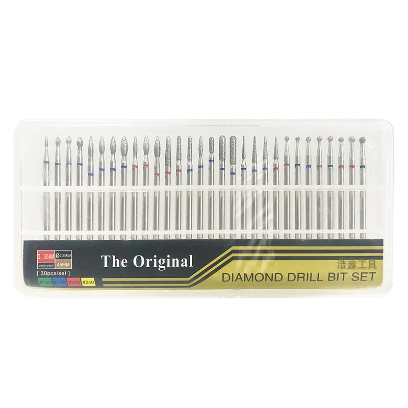 30PCS Nail Drill Bits Set - Russian Manicure Prep Cuticle Grinding Heads Kit with Case, for Cuticle Removal &Nail Pocket Opening
