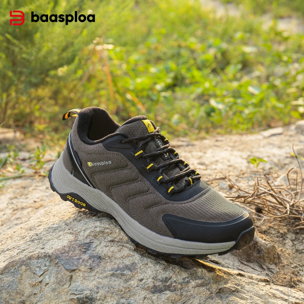 

Baasploa New Men Hiking Shoes Outdoor Climbing Waterproof Non-slip Wear-resistant Sneakers Male Casual Lace-Up Walking Shoes