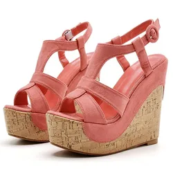 Summer Shoes for Women Sandals 12CM Wedges Buckle Strap Platform Dress Women's Shoes Platform Sandals