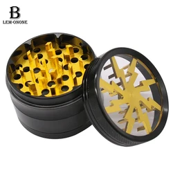 63mm Herb Grinder, Metal Transparent Skylight Crusher, Aluminum Alloy Spice Mills, 4-Layers, Smoking Accessories, Smoker Tool