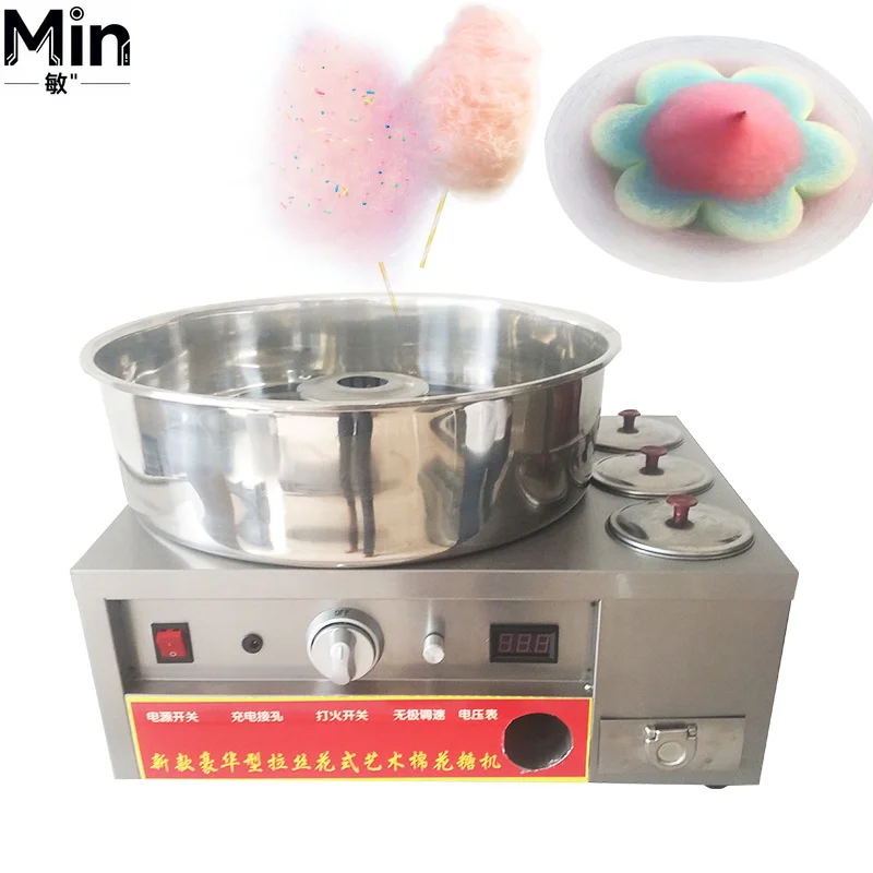 Stainless Steel Commercial  Marshmallow Machine DIY Fancy Brushed Spun Sugar Cotton Candy Maker For Party Snack Shop