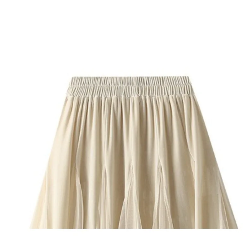 1pcs Autumn/Winter Half-Dress,Women's Mid-Length High-Waisted Slimming Wide-Area Mesh Skirt,Versatile Half-Dress