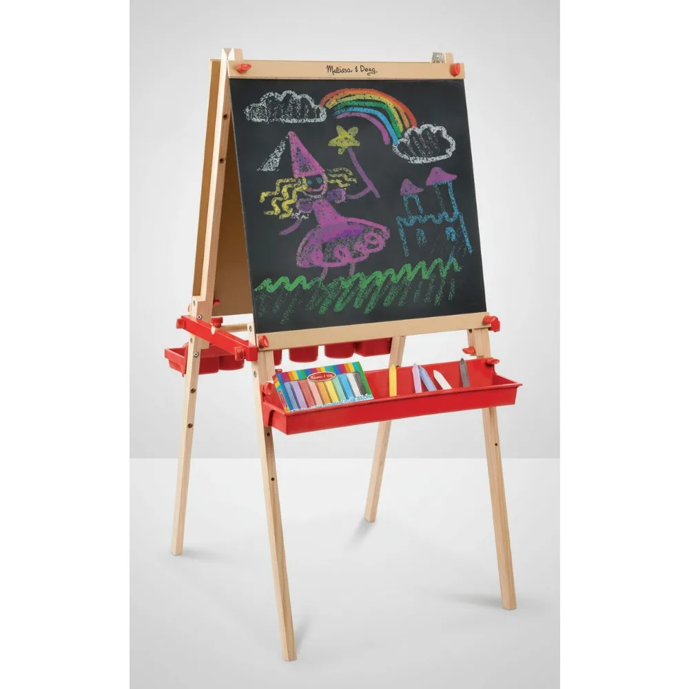 

Роскошный магнитный стоячий художественный мольберт с доской, доской для сухого стирания и 39 магнитами — креативная игра для детей 3-8 лет