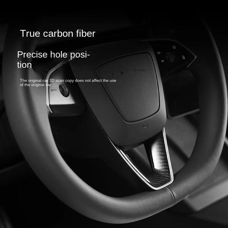 Steering Wheel Patch for Tesla Model 3+ Real Carbon Fiber Steering Wheel U-shaped Protective Cover 2026 New Model Y/Model YL
