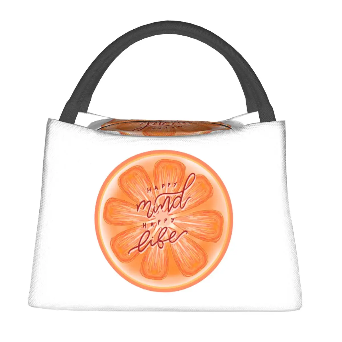 Happy Mind, Happy Life-grapefruit Slice Lunch Bags Bento Box Lunch Tote Picnic Bags Thermal Bag for Woman Children School