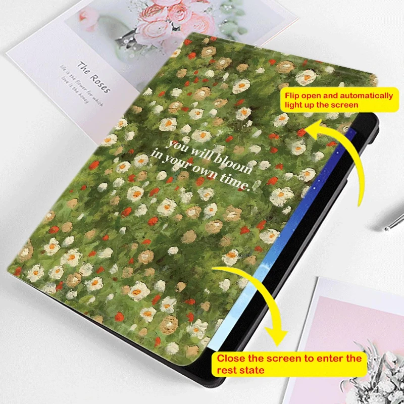 Ipad Accessories Cover Funda for Ipad Pro 11” Case 10.2 7th 8th 9th Gen Ipad Mini 6th Generation 2021 Oil Painting Flower Shell