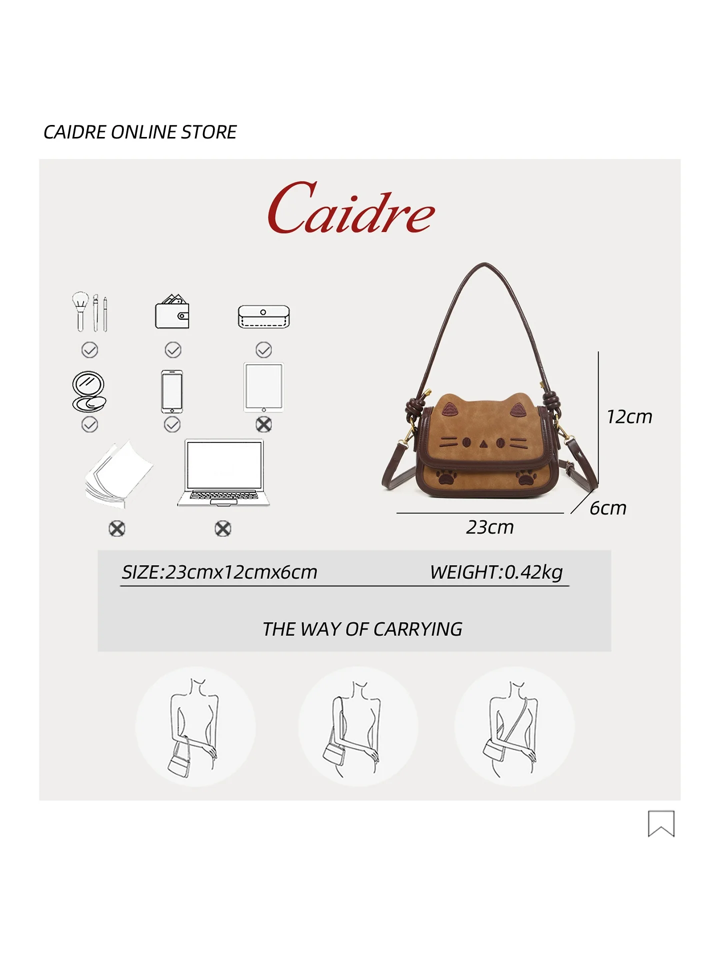 Caidre Adorable  Underarm Crossbody Bag Women's New 2026 Commuter Bag Diagonal Small Square Bag Soft Handbag Pure Color