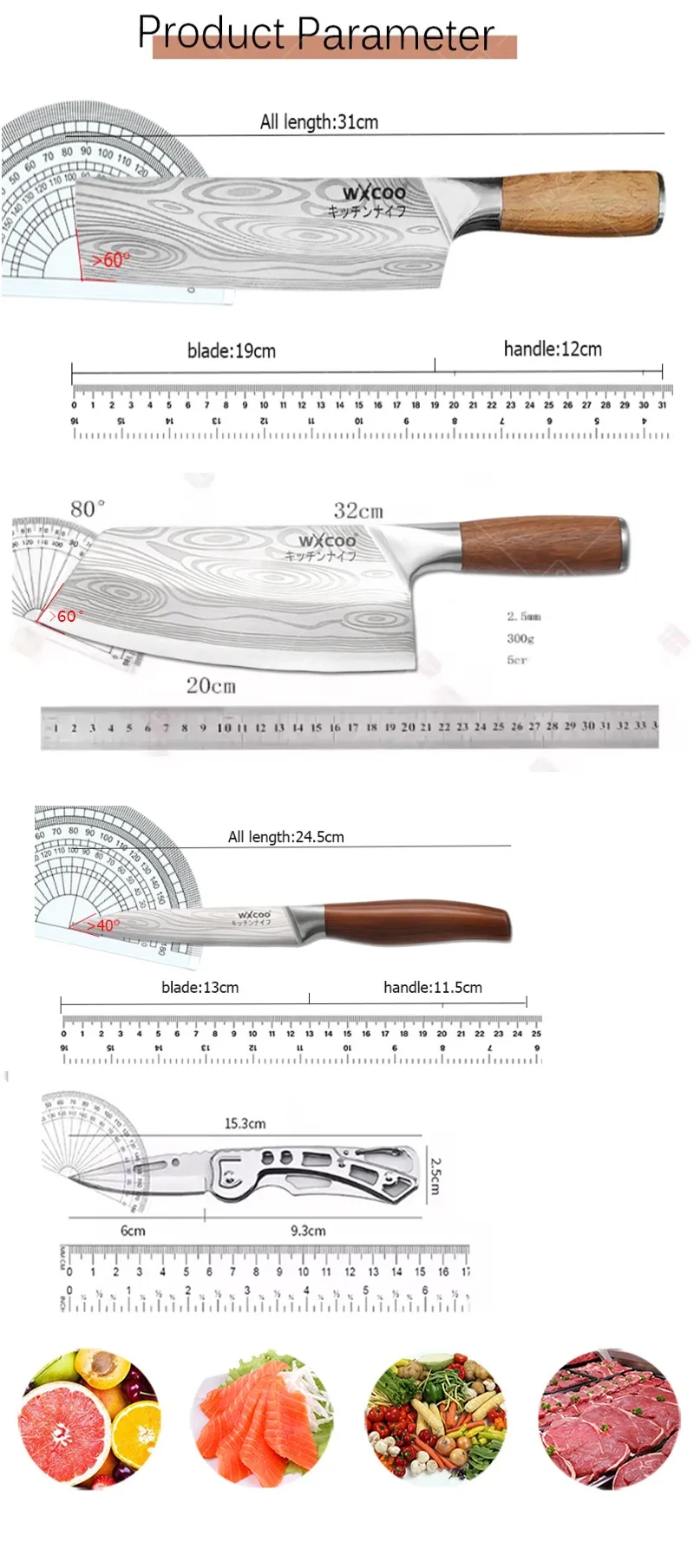 WXCOO Stainless Steel Boning Knife Kitchen Knife Dual-Purpose Chopping and Slicing Household Fruit Knife Kitchen Supplies view 6