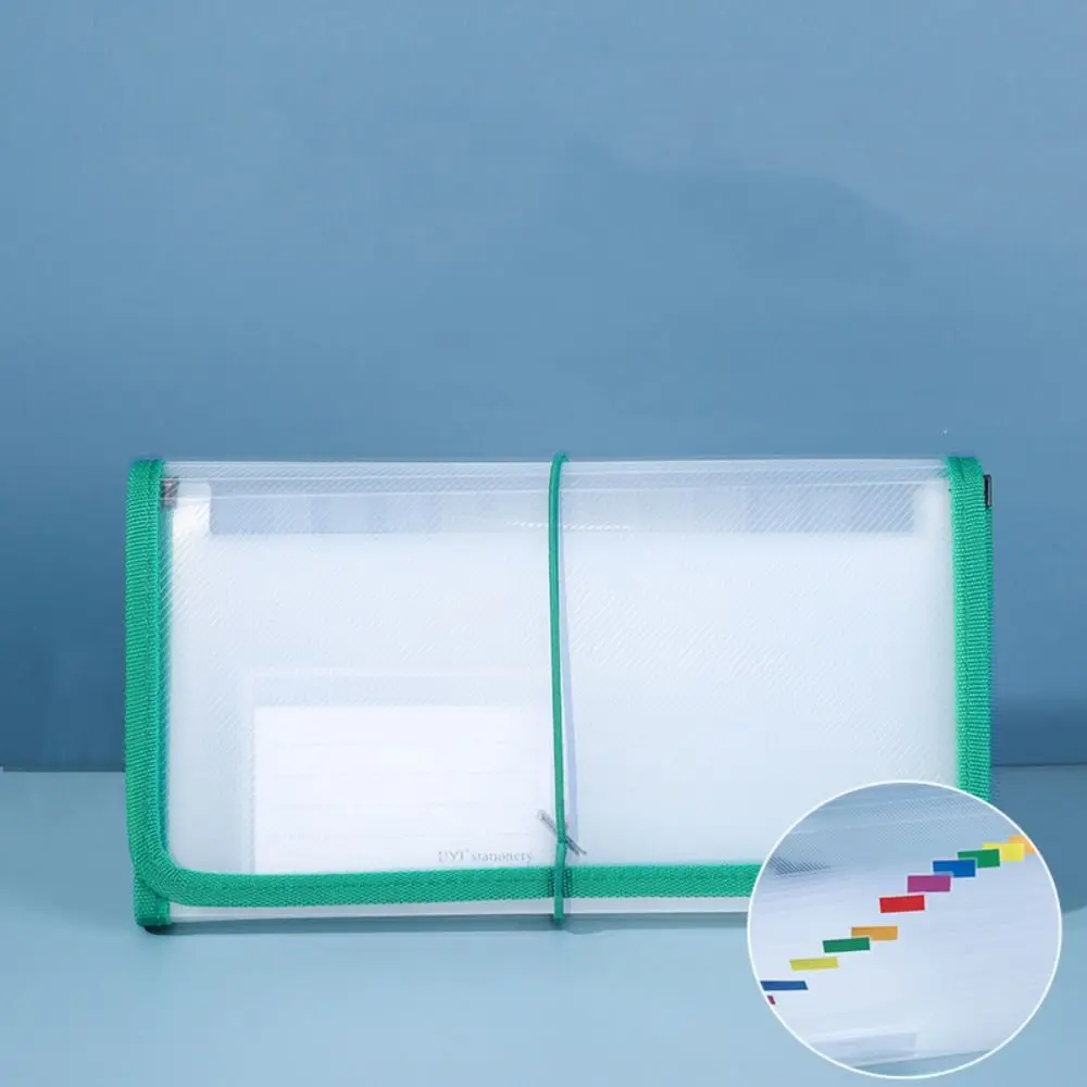 

13Pockets Receipt Storage Bag Binding Rope Transparent Accordian File Bag Colored Labels Waterproof Vertical File Organizer