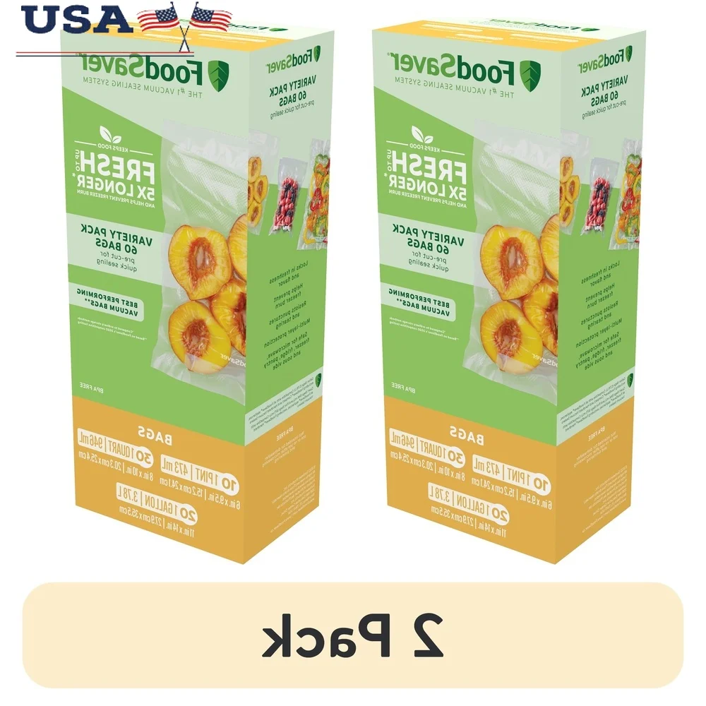

Vacuum Seal Bags 60 Count Variety Pack Preserve Freshness Food Storage Airtight Seal Ideal Meat Seafood and Leftovers