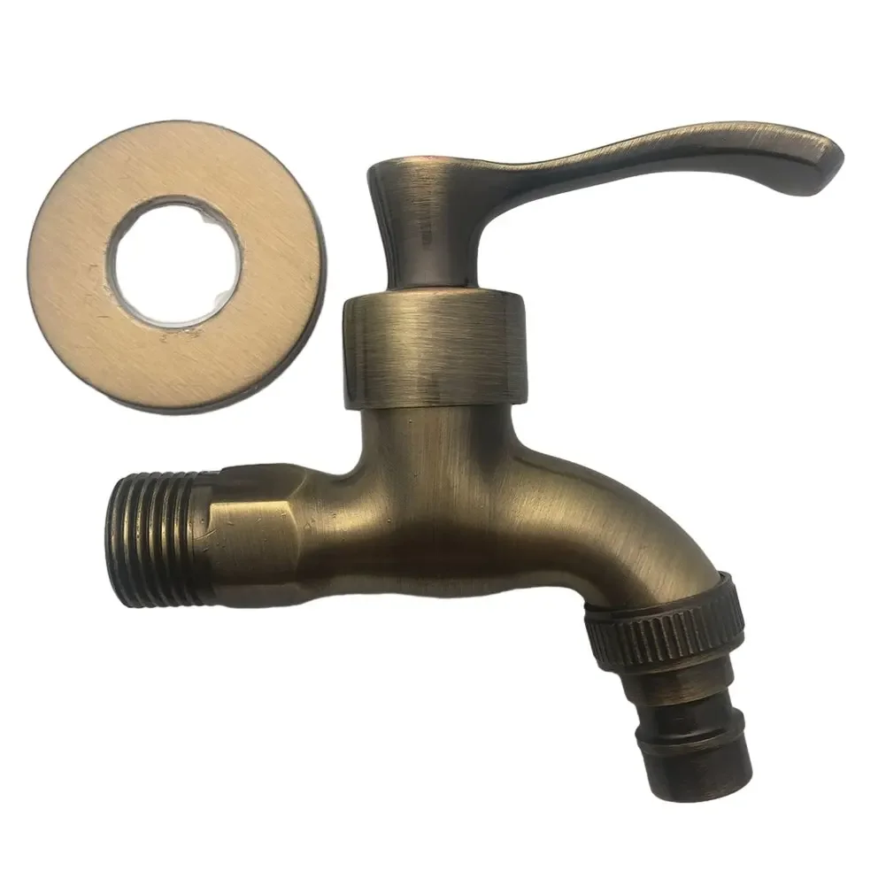 Antiuque Bronze Washing Machine Crane Decorative Outdoor Faucet Vintage Garden Bibcock Tap Wall Mounted Mop Faucet Zinc Alloy