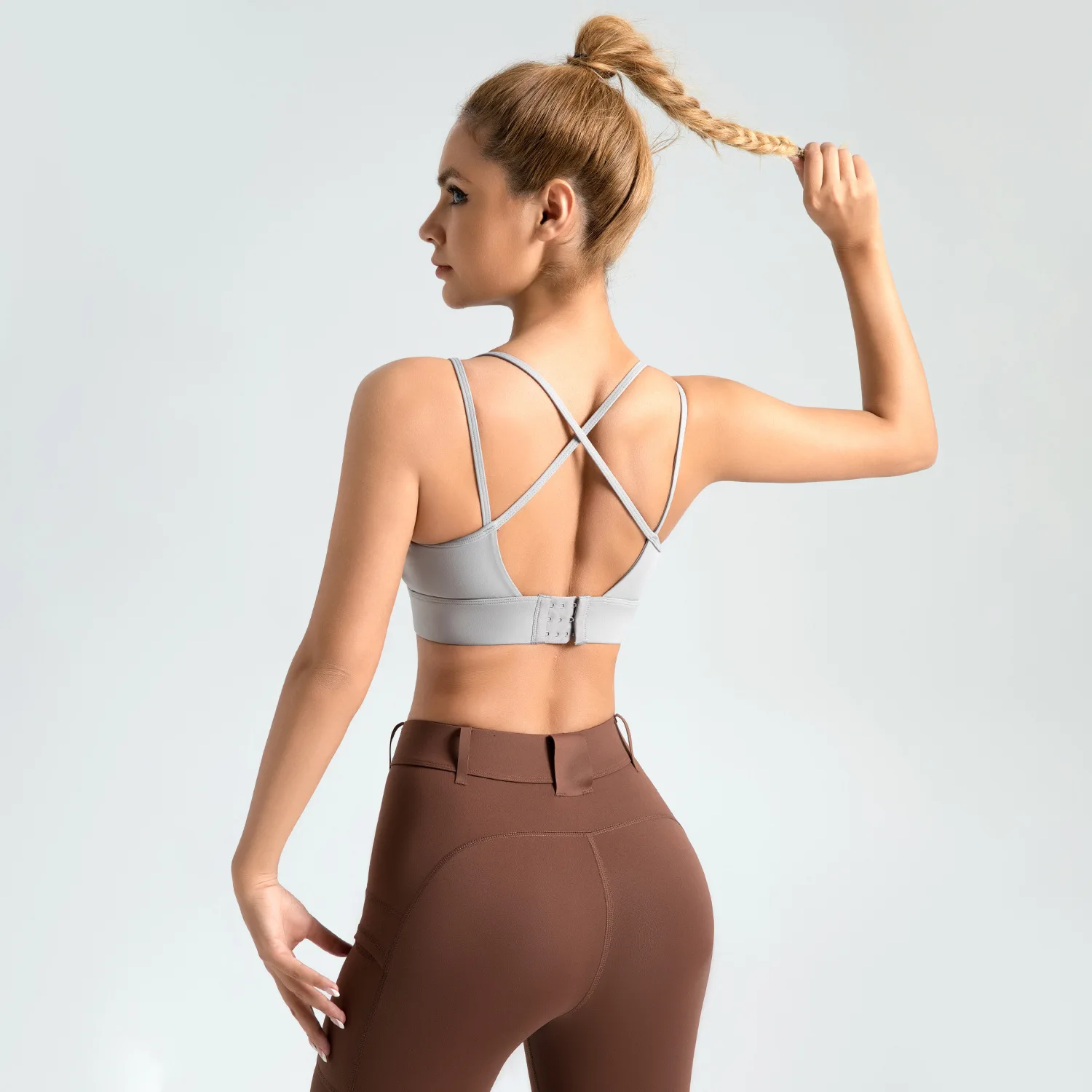 Ropa interior deportiva con espalda cruzada para mujer, sujetador con correas de hombro, hebillas de espalda, ropa interior de Yoga, Sujetador deportivo para gimnasio