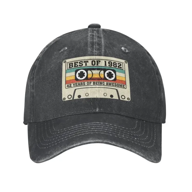 Custom Cotton Birthday Best Of 1982 Cassette Tape 42 Years Old Gifts Baseball Cap Sun Protection Men Women's Adjustable Dad Hat