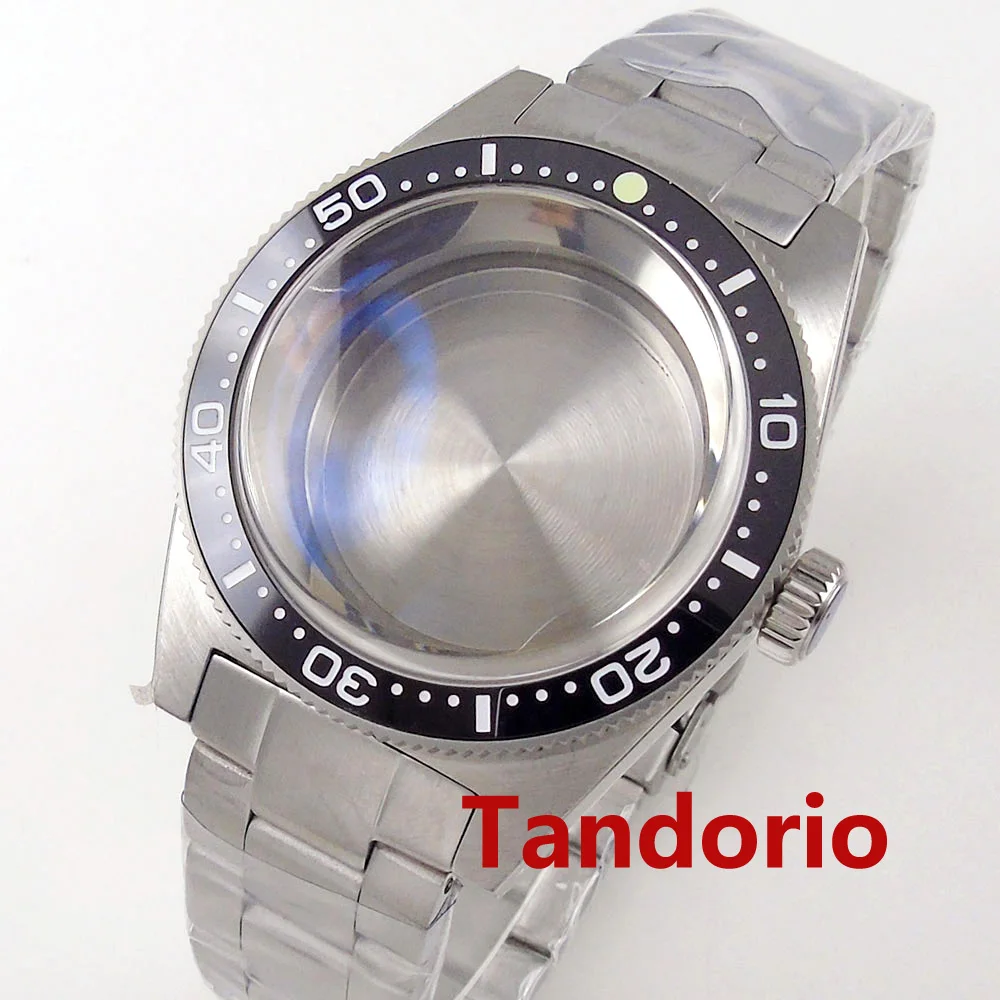 300M Diving Tandorio 41mm Stainless Steel Auto Watch Case AR Domed Sapphire Glass Fit NH35 NH36 ETA2824 PT5000 120 Clicks Bezel