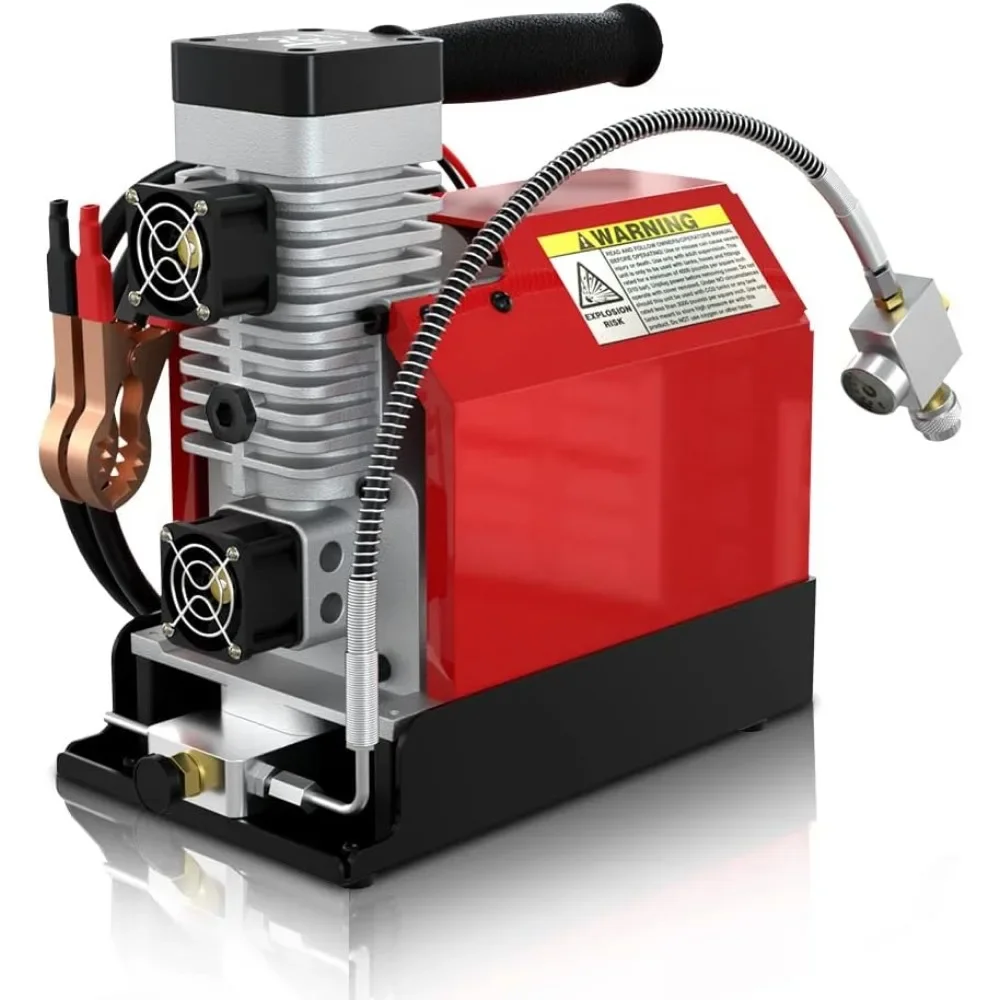 Portable PCP Air Compressor, for 4500Psi/30Mpa, Oil-Free,Powered by Car 12V DC or Home 110V AC with Adapter (Included)