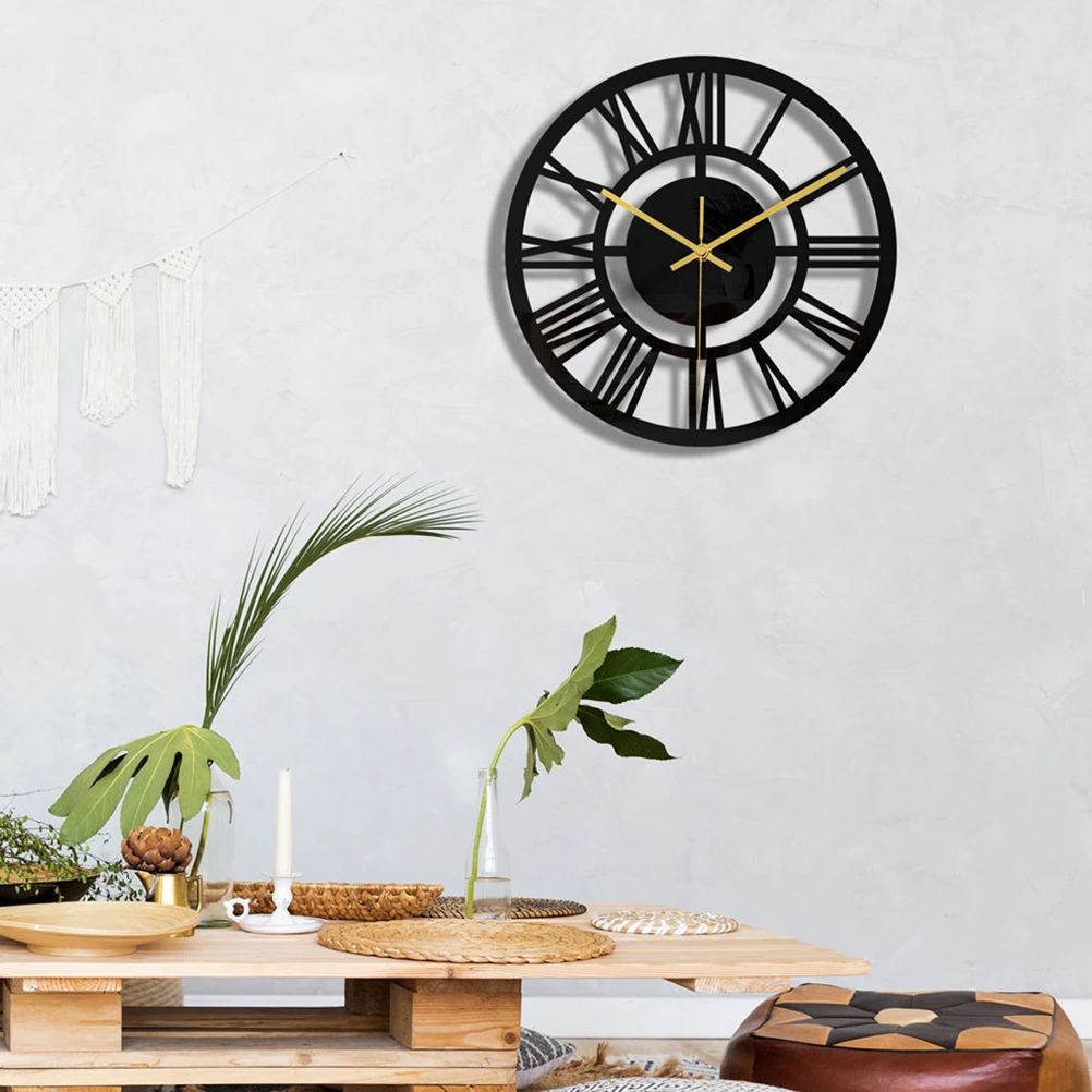 

3D Wall Clock Acrylic Material Silent Non Ticking Home Decor Large Size Round Black Mechanical Small Decoration
