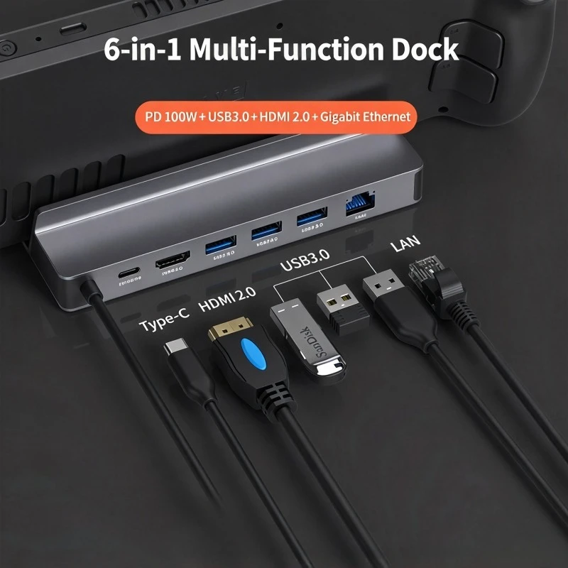 Game Handheld Dock 4K HD Docking Station Steam Deck Stand Type-C Hub Converter Portable Expansion Adapter