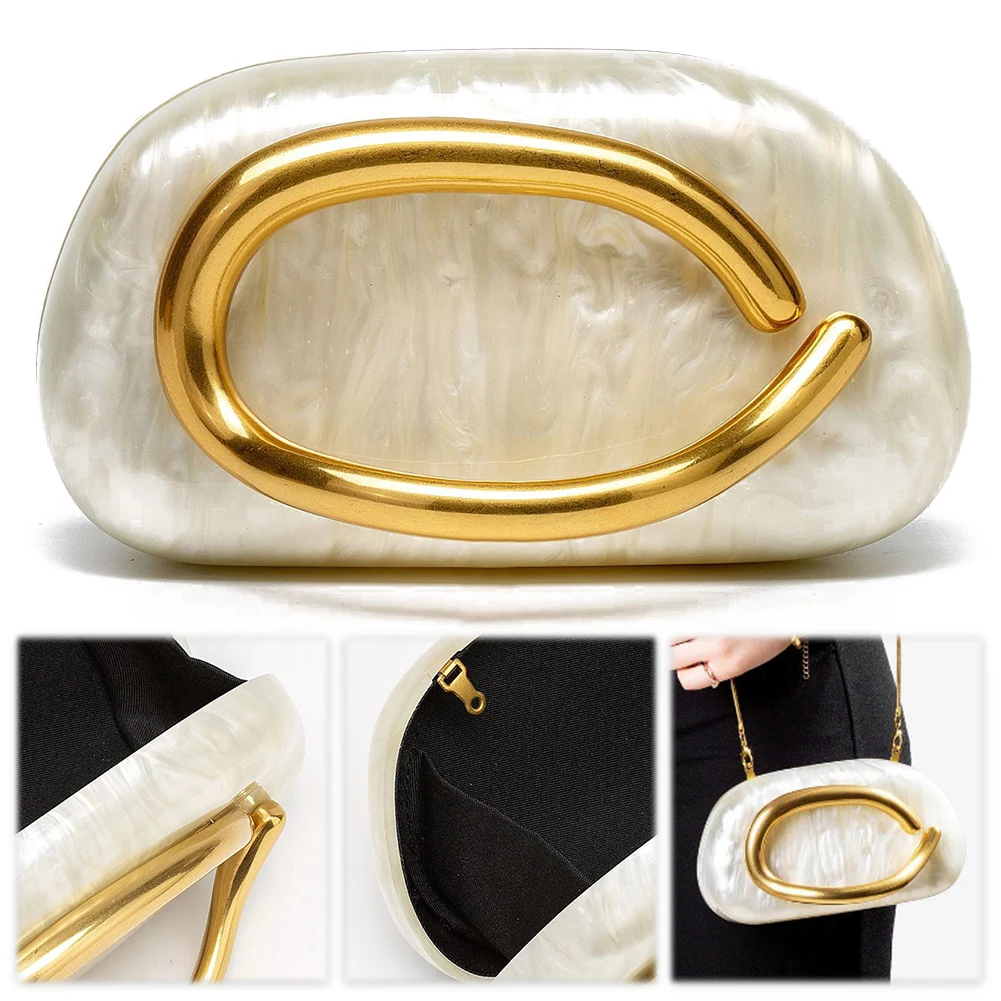 

Women Versatile Sling Bag with Chain Elegant Evening Bag Acrylic Trendy Clutch Bag Shopping Travel Party Phone Bag