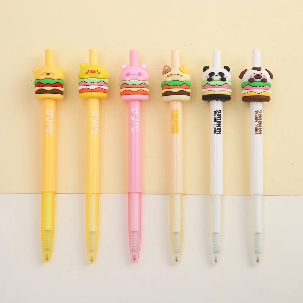 3 pcs/lot Panda Animals Hamburg Mechanical Gel Ink Pen School Office Writing Supplies Gift Stationery Art Cartoon Pens