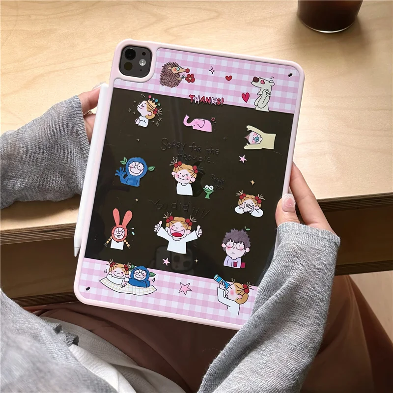 

Kawaii Girl Tablet Case For Apple iPad 11 2025 10/Air 5/4 10.9 inch Pro 11/13 inch 10.5 10.2 9.7 mini 7/6 Back Cover Hard Cases