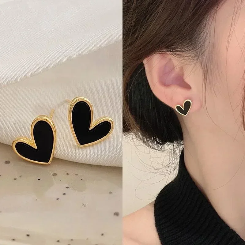 Cute Heart Stud Earrings for Women Girls Daily Wear Love Shape Earring Wedding Simple Ear Piercing Accessories Jewelry Gifts