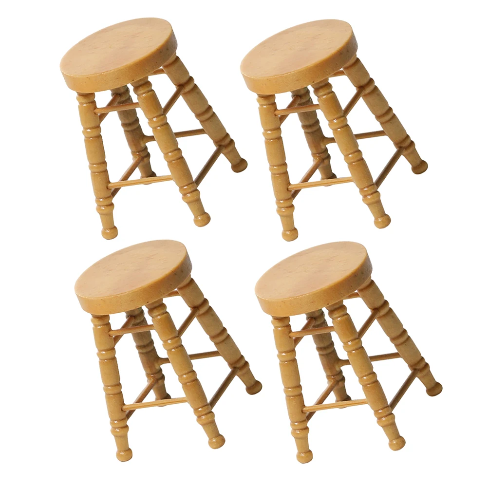 Houten hoge poppenhuis decor ronde meubels prop micro scènes natuurlijke log afwerking miniatuur ornament ambachten log krukken mini rond