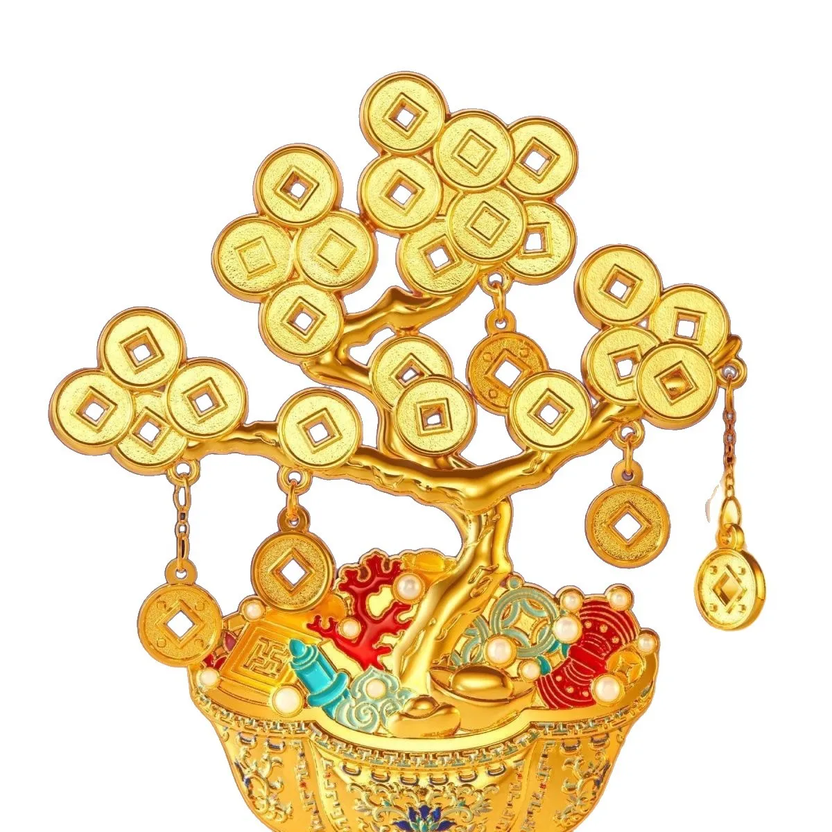 Forbidden City Cultural Creative Lucky Money Tree Fridge Magnet - Metal Magnetic Fortune Attracting Travel Souvenir Home Decor