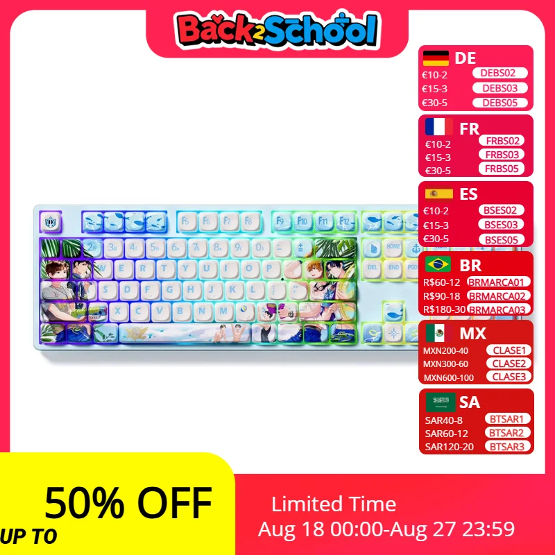 

Akko 5108B Plus Mechanical Keyboard Anime Theme Hot Swap RGB 108 Keys USB Type-C/2.4GHz/Bluetooth 5.0 Wireless Gaming Keyboard