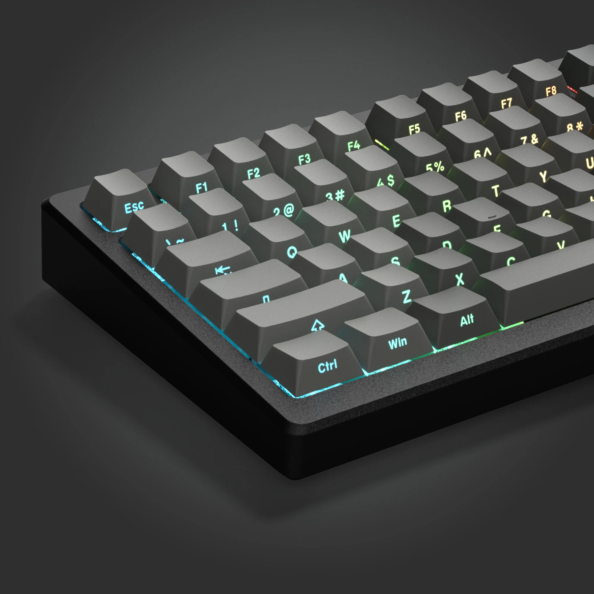 คีย์บอร์ด121วันโพลีเอสเตอร์ยิงคู่คีย์บอร์ดแบบ PBT พิมพ์ลายด้านข้าง RGB backlit keycaps สำหรับ Cherry Gateron MX SWITCH keycaps