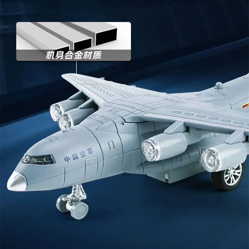 1/200 Xian Y-20 Alloy Large Transport Aircraft Airplane Model Metal Toy Fighter Battle Plane Model Sound and Light Children Gift