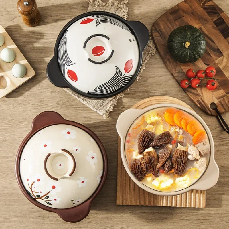 

Japanese Household Cooking Pots Ceramic Material Pots for Kitchen Multi-Function Stew Pot with High Temperature Firing