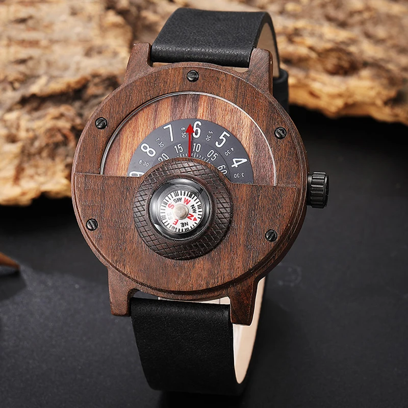 

Multifunctional Wooden Wristwatch for Men Quartz Silicone Leather Wrist Watches Man Clock Natural Sandalwood Ebony Wood Reloj