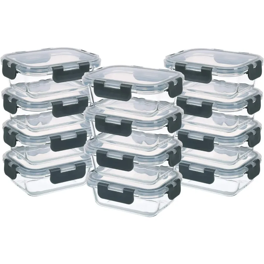 

24Piece Small Glass Food Storage Containers with Lids Airtight 1.5 Cup Meal Prep Containers Set MicrowaveDishwasher Safe LeakPr