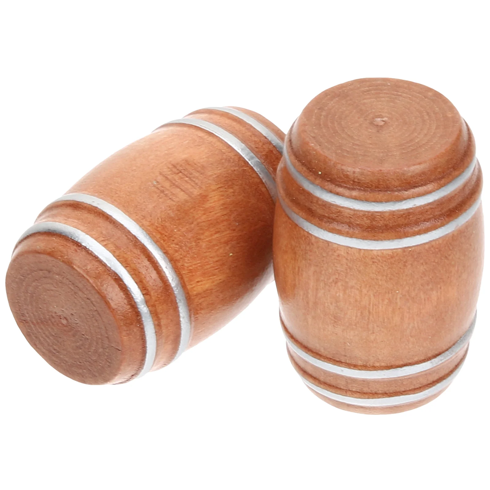 2 Pcs Mini Beer Barrel Child Tiny House Models Decoration for Home Kids Wooden Miniature