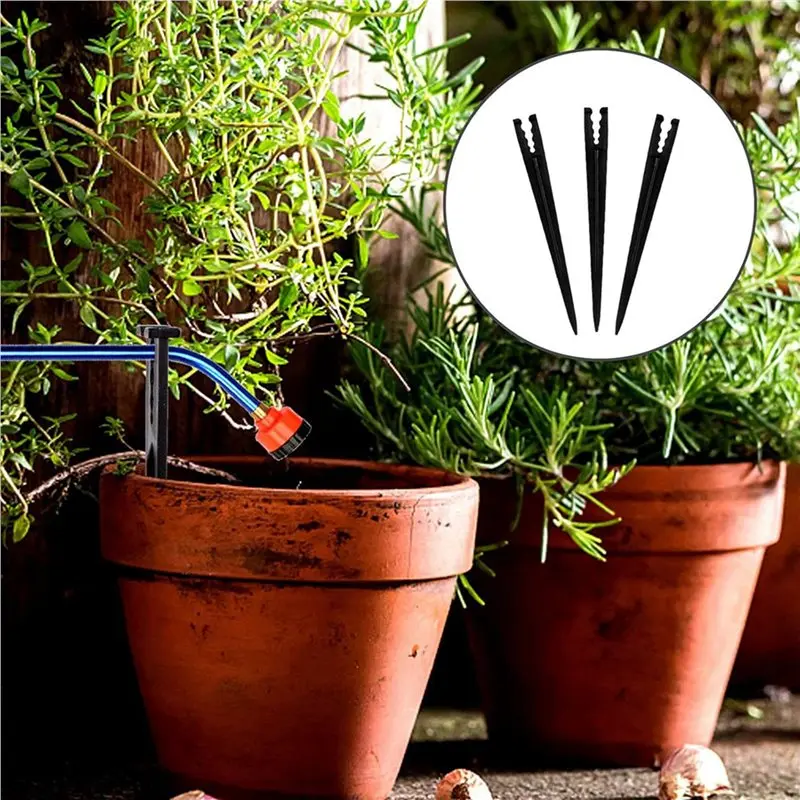 SOFT-200 Pcs Drip Irrigation Support Stakes For 1/4 Inch Tubing: 1/4 Inch Drip Tube Holder Stakes For Irrigation Hose Emitter