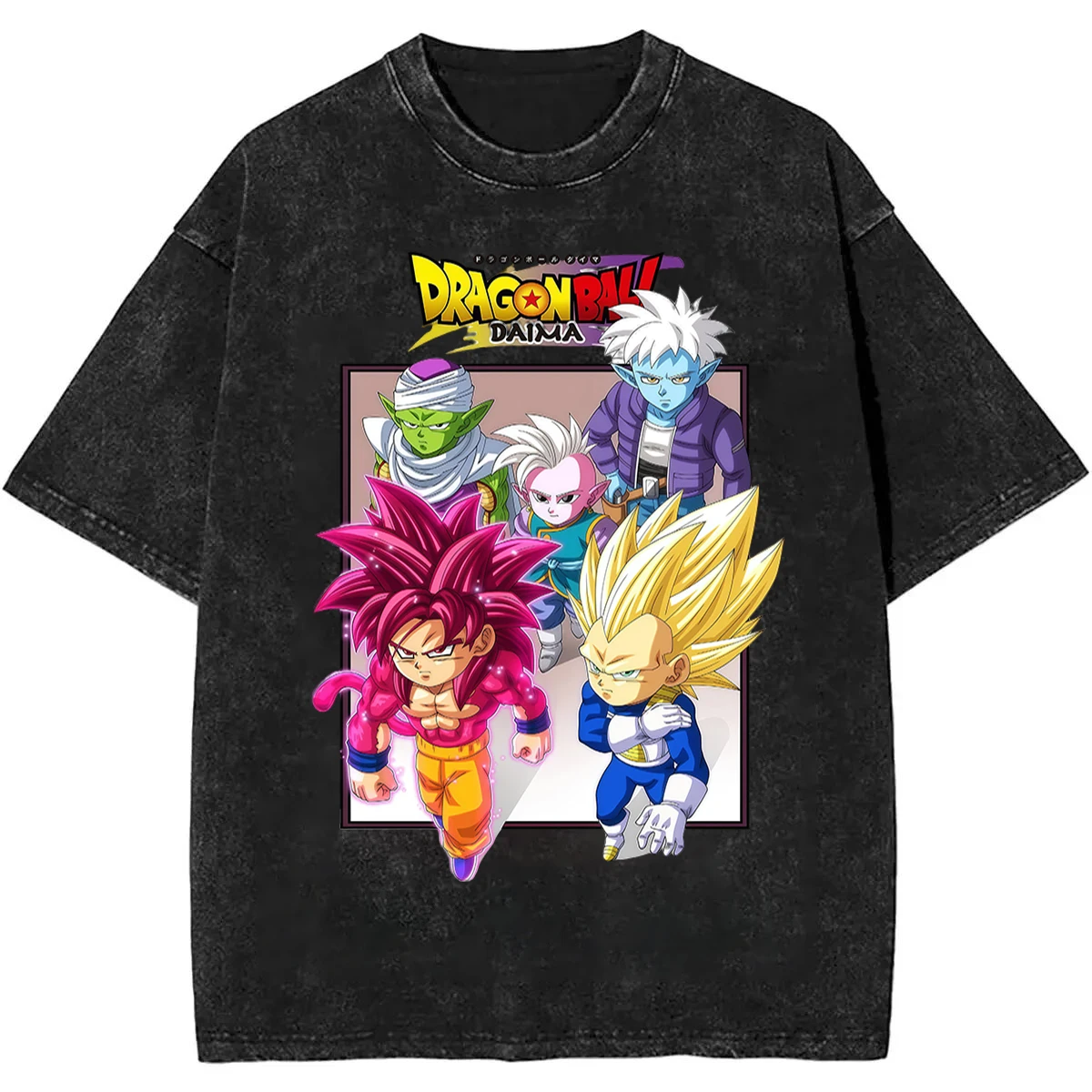 2026 Sommer Dragon Ball DAIMA Nostalgisches Washed Herren T-Shirt 100% Baumwolle Schwergewicht Retro Street Style Oversized Unisex Top 90er Jahre