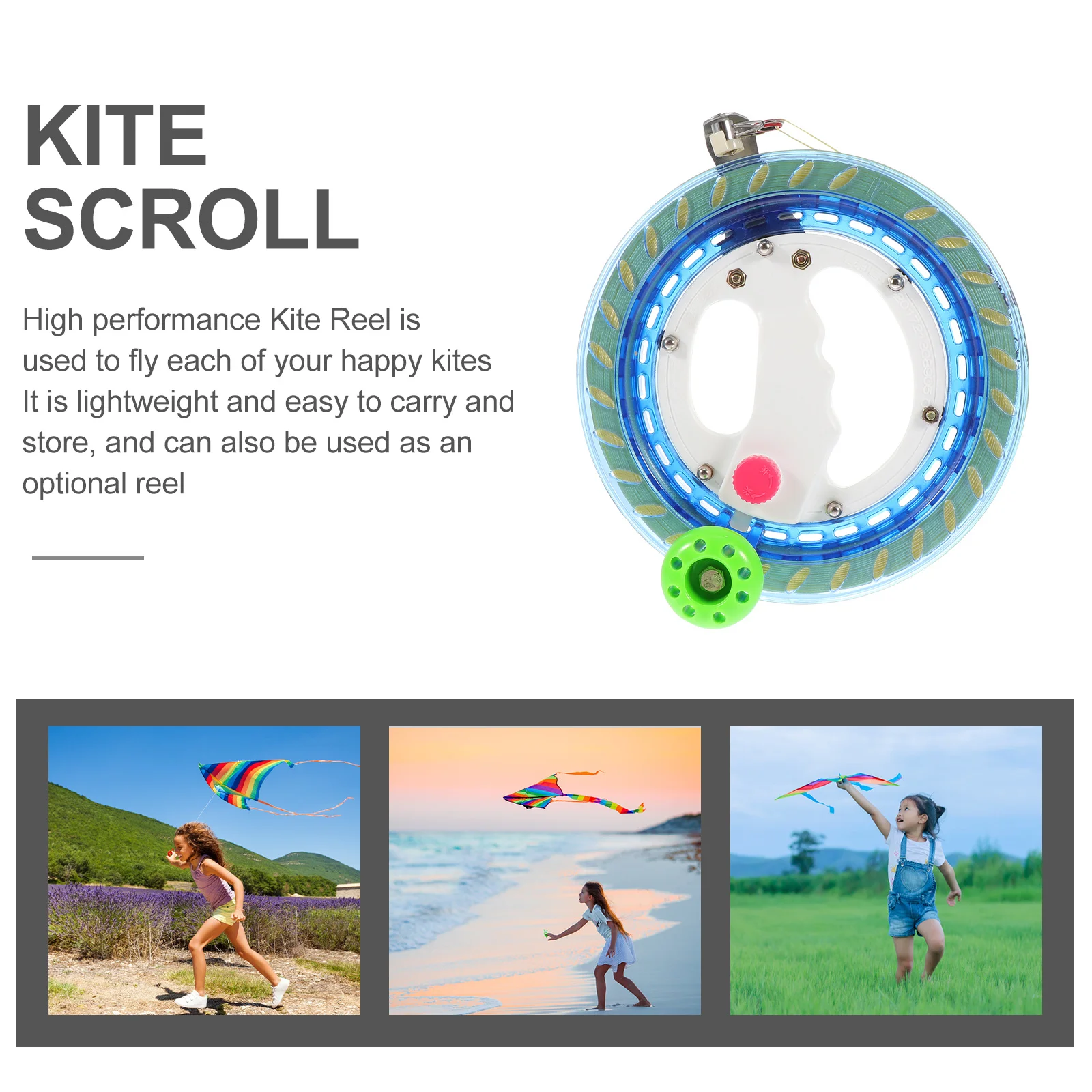 1set 1Set Reel Winder Blue Lightweight Durable Kite Line Wheel Outdoor Flying Portable Lockable Hand Hold String Spool Kite