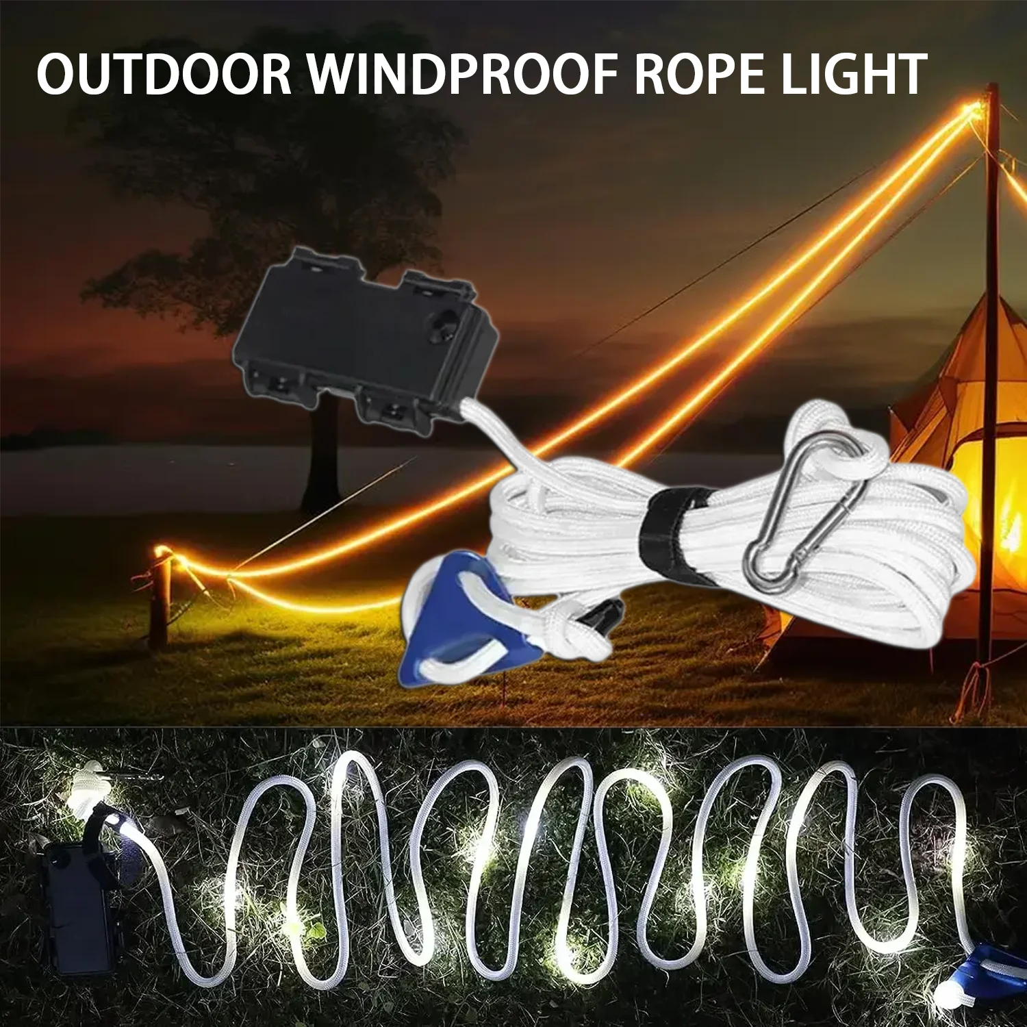 LED Camping Wind Rope luce luminosa parasole per esterni tetto Anti intervento Night Warning Atmosphere Wind Rope Light