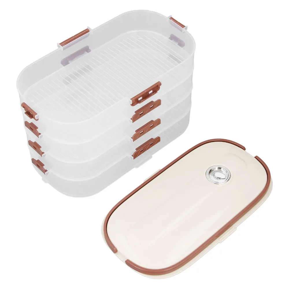 Reusable 4 Layers Food Storage Container PP Airtight Lid Dumpling Storage Box Cookie Storage Container Freezer Use