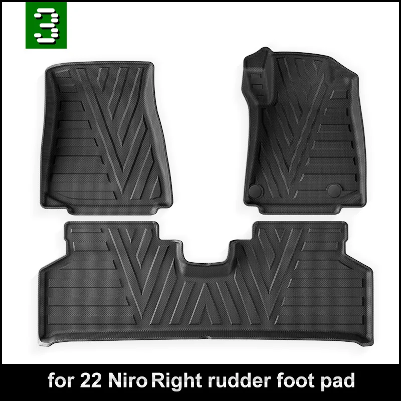 Car Floor Mats For Kia NIRO Pure electric 2019-2022 TPE Foot Pads Front RHD rudder Waterproof Wear-resistant Internal Accessorie