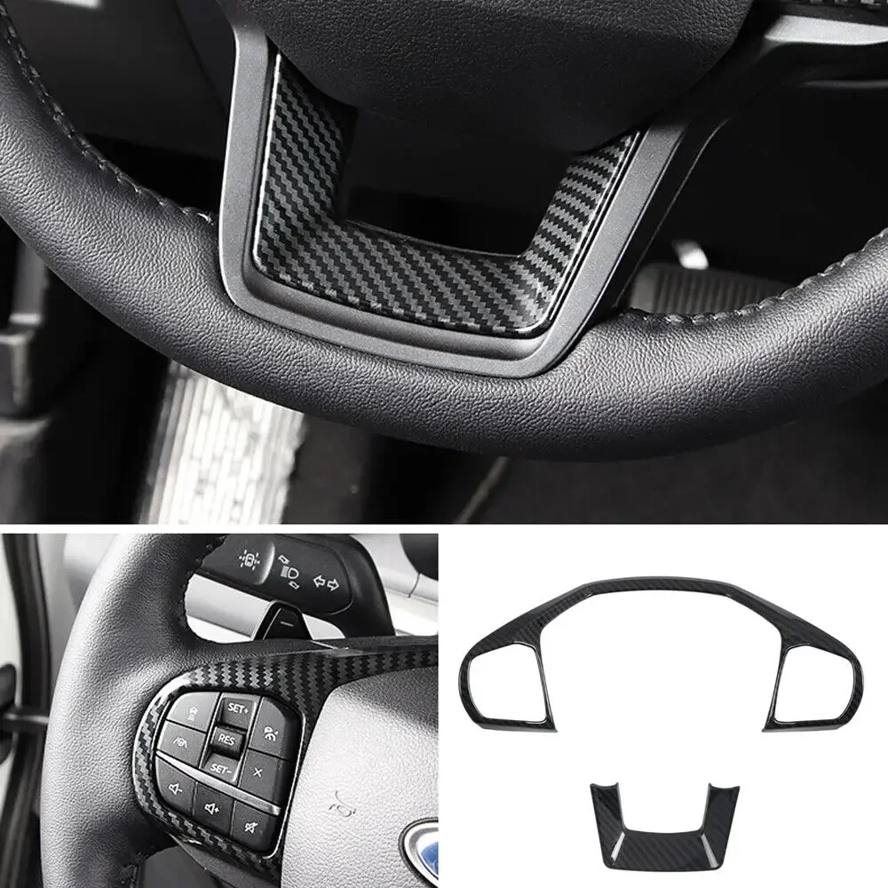 2PCS For Ford Explorer 2020-2023 Front Steering Wheel Trim Panel Cover Frame Sticker Interior Molding Car Decoration Accessories