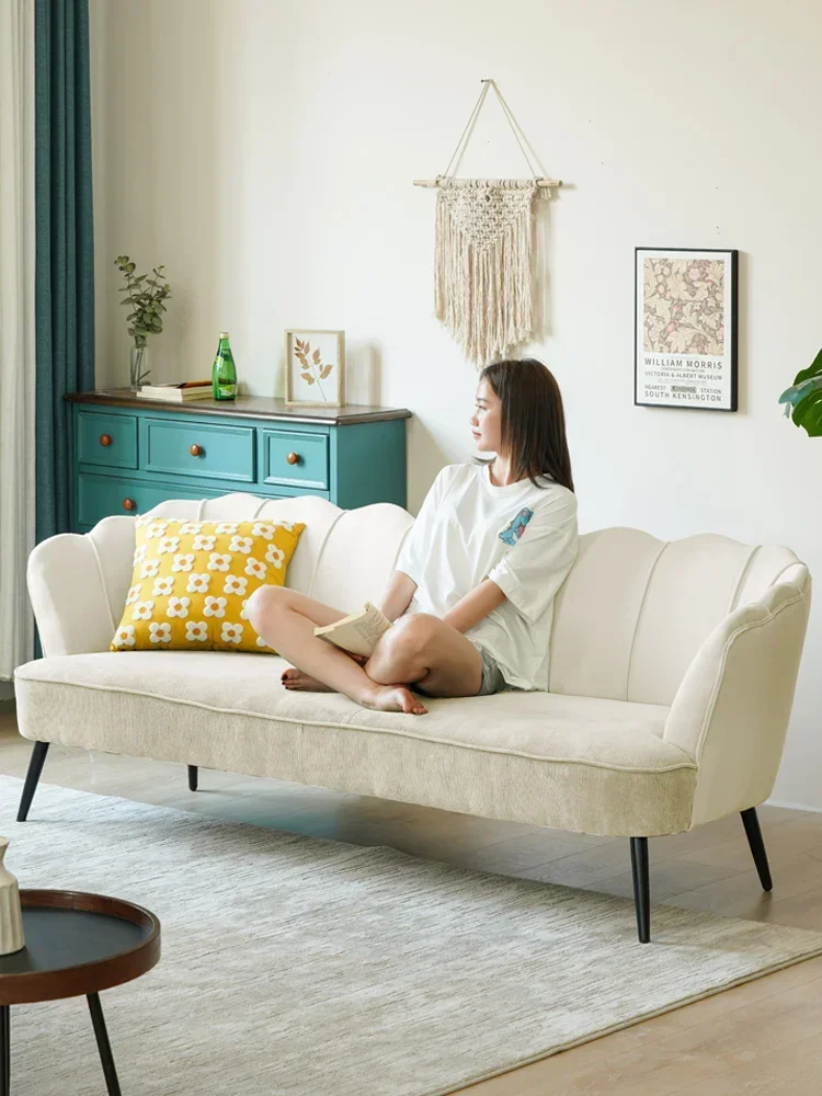 

Italian light luxury small apartment retro fabric sofa home living room beauty salon casual corduroy double triple sofa